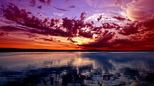 large body of water, landscape, HDR, sunset, beach