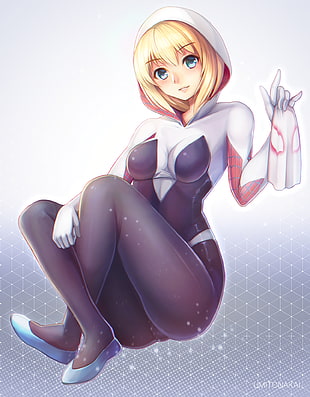 anime, anime girls, Spider Gwen, short hair