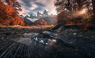 body of water and mountain photo