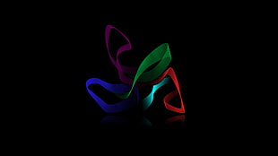 pink, blue, and green ribbon logo, minimalism, abstract, digital art, geometry HD wallpaper