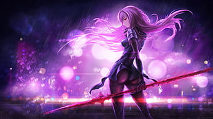 purple haired female game character wallpaper, Lancer (Fate/Grand Order), Fate Series, Fate/Grand Order HD wallpaper