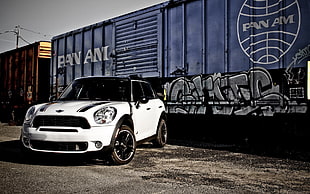 white and black Mini Cooper, car, Mini Cooper, Mini Countryman, Mini HD wallpaper