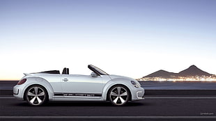 white convertible coupe, VW E-Bugster, Volkswagen, car HD wallpaper