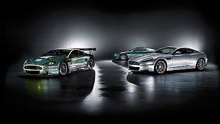 two black and green car die-cast models, car HD wallpaper