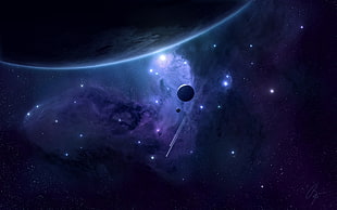 galaxy digital wallpaper, space, stars, planet, blue