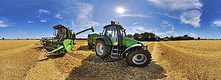 green and black tractor during daytime HD wallpaper