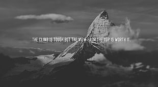 mountain with text overlay, quote, motivational