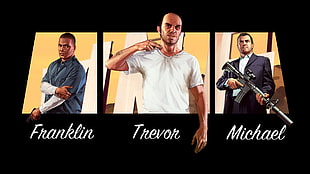 Grand Theft Auto Five Franklin, Trevor, and Michael wallpaper, Grand Theft Auto V, PC gaming, Trevor Philips HD wallpaper