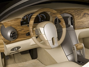 brown and beige steering wheel