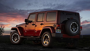 red wrangler, Jeep Wrangler, Jeep, car, vehicle