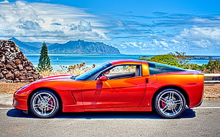 red and black convertible coupe, HDR, Chevrolet