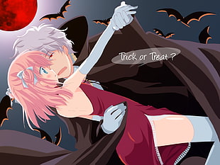 male and female anime character trick or treat digital wallpaper HD wallpaper