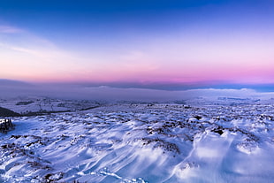 snow field, Twilight, Winter, Snow