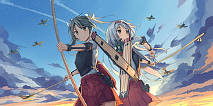 two female anime characters digital wallpaper, Kantai Collection, Shoukaku (KanColle), Zuikaku (KanColle)