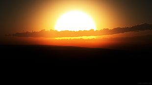 sunset illustration, sunset, landscape, vue, CGI HD wallpaper